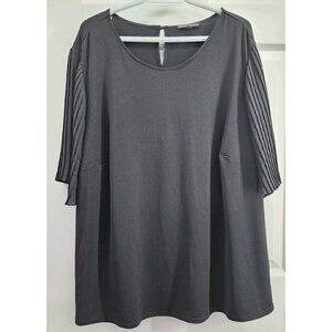 Adrianna Papell Black Short Sleeves With Pleats Size 3x